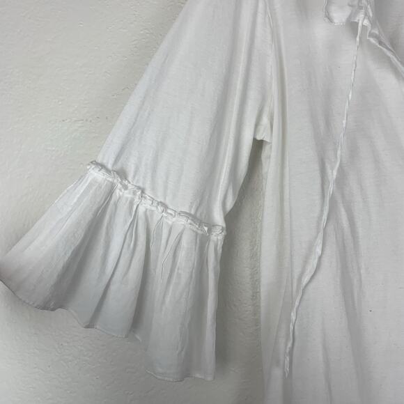 Kobi Halperin Shirt Womens Medium Ruffle Flare Sleeves Blouse Drawstring Neck M - Picture 2 of 9